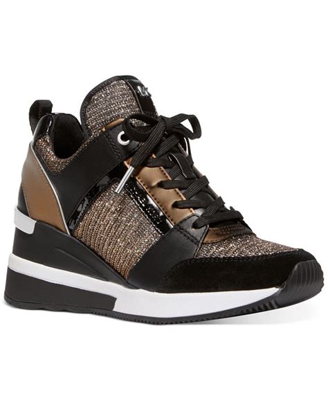 michael michael kors georgie leather wedge trainers|Michael Kors leather knit.